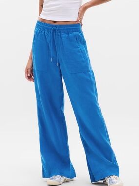 Athleta Retreat Linen High Rise Wide
Leg Pant Color Breaker Size M